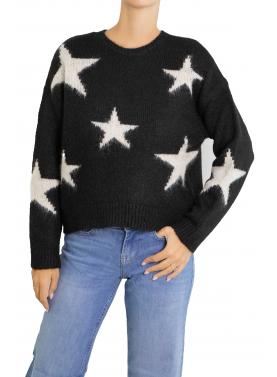 Maglione  girocollo con stelle bicolore Only